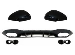 Bakre støtfangervalancediffuser med svarte eksosspisser og speildeksel som passer for Mercedes A-Klasse V177 Hatchback (05.2018-up)