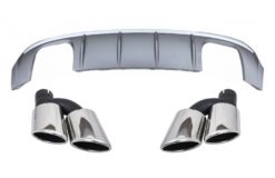 Bakre Bumper Valance Diffuser med Eksospottedemper egnet for Audi A3 8V Facelift (2016-2019) S-Line Bumper Sedan Convertible S3 Design