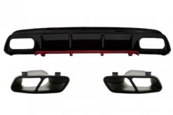Bakre støtfangervalsdiffuser med eksospottespisser egnet for Mercedes W176 A-klasse (2012-2018) A45 Facelift Design Red Edition