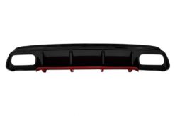 Alternative view of Bakre støtfangervalsdiffuser med eksospottespisser Krom egnet for Mercedes W176 A-klasse (2012-2018) A45 Facelift Design Red Edition