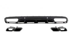 Bakre støtfanger valance diffuser med eksospottespisser egnet for Mercedes C-klasse C205 A205 Coupe Cabriolet (2014-2019) C63 Edition 1 Design Black