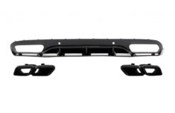 Bakre støtfangervalsdiffuser med eksospottespisser egnet for MERCEDES C-klasse C205 A205 Coupe Cabriolet (2014-2019) C63 Edition 1 Design Black