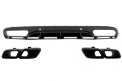 Bakre støtfanger valance diffuser med eksospottespisser egnet for Mercedes C-klasse C205 A205 Coupe Cabriolet (2014-2019) C63 Edition 1 Design Black
