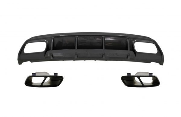 Bakre støtfanger valance diffuser med eksospottespisser Svart egnet for Mercedes W176 A-klasse (2013-2018) A45 Facelift Design Carbon Look |