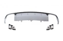Bakre støtfanger valance diffuser med eksos lyddemper tips egnet for Audi A6 4G Facelift (2015-2018) Sedan Limousine S6 Design
