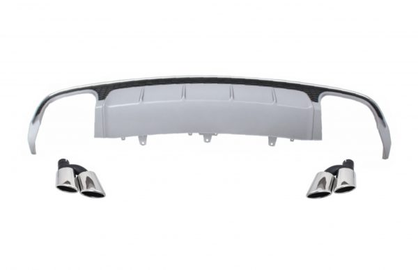 Bakre støtfanger valance diffuser med eksos lyddemper tips egnet for Audi A6 4G Facelift (2015-2018) Sedan Limousine S6 Design |