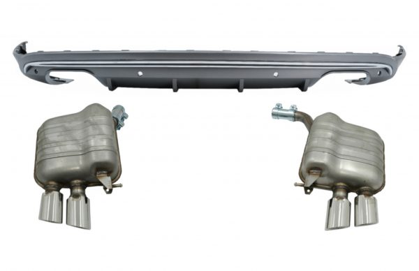 Bakre støtfangervalsdiffuser med eksosanlegg og doble lyddemperspisser som passer for Audi Q5 8R (2009-2016) |