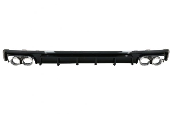 Bakre støtfanger valance diffuser med eksosspisser egnet for Audi A6 C8 4K Avant Sedan (2018-up) S6 Design Piano Black |