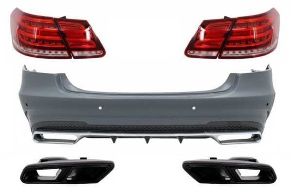 Bakre støtfanger med eksospottespisser Svart og LED-lysstang baklykter egnet for Mercedes W212 E-Klasse Facelift (2009-2012) E63 Design |