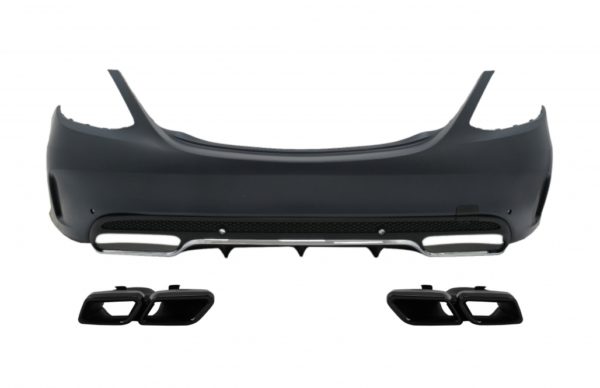 Bakre støtfanger med eksospottespisser Svart egnet for Mercedes C-Klasse W205 Limousine (2014-2020) C63 Design |