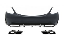 Bakre støtfanger med eksospottespisser Krom egnet for Mercedes C-Klasse W205 Limousine (2014-2020) C63 Design