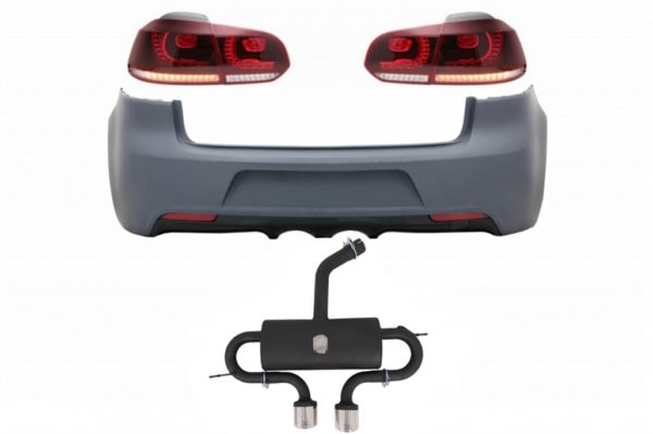 Bakre støtfanger med eksosanlegg og baklys Full LED egnet for VW Golf VI (2008-2013) R20 Design Cherry Red (LHD og RHD) |