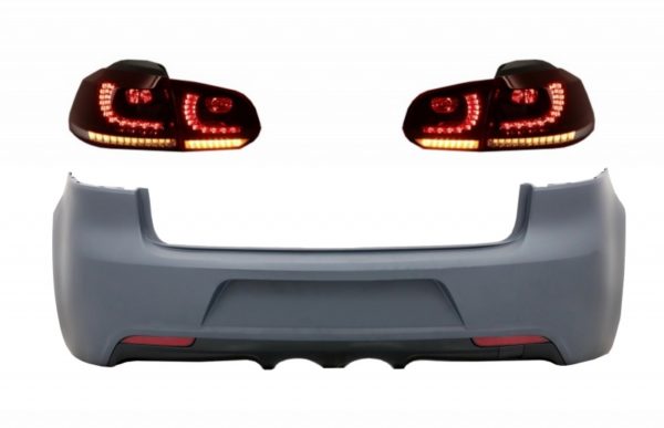 Bakre støtfanger med baklys Full LED egnet for VW Golf VI (2008-2013) R20 Design Dynamic Sequential Turning Light (LHD og RHD)