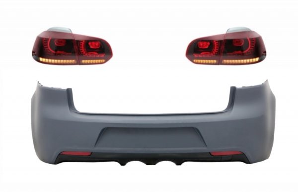 Bakre støtfanger med baklys Full LED egnet for VW Golf 6 VI (2008-2013) R20 Design Red Cherry med sekvensielle dynamiske svinglys (LHD og RHD) |