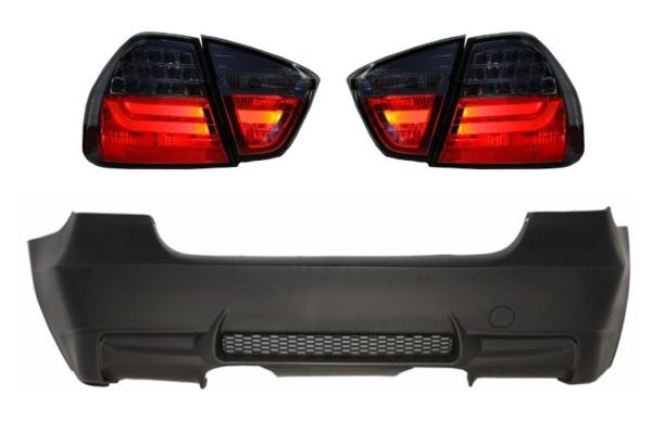 Bakre støtfanger uten PDC egnet for BMW 3-serie E90 (2005-2008) med LED-baklys Smoke M3 Design