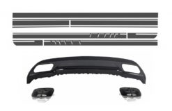 Bakre diffuser og eksosspisser Utløp egnet for Mercedes A-Klasse W176 (2012-up) sportspakke med sidedekaler Klistremerke Vinyl mørkegrå