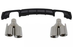 Bakre diffusor Dobbeltuttak Brilliant Black Edition med eksospottespisser Quad egnet for BMW 3-serie F30 F31 (2011-up) Limo Touring M Performance Design