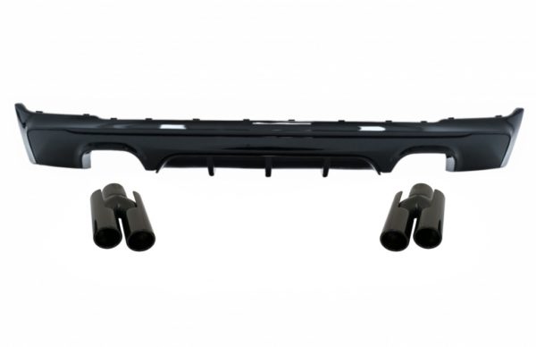 Bakre diffusor dobbeltuttak med eksospottespisser Piano Black egnet for BMW 2-serie F22 F23 (2013-) M Design |