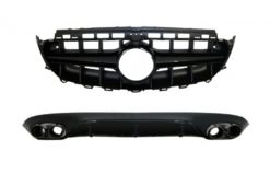 Bakre diffuser og eksosspisser og sentralgitter egnet for Mercedes E-klasse C238 A238 AMG Sport Line (2016+) E53 GT-R Design All Black