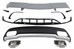 Bakre diffuser og eksosspisser Utløpspakke med frontklyvere Finner Aero og Trunk Spoiler egnet for MERCEDES A-Klasse W176 (2015-2018) Sport Pack