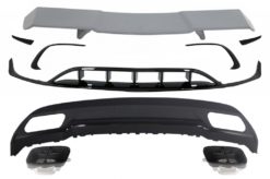 Bakre diffuser og eksosspisser Rør med splitter Finner Aero med bagasjeromsspoiler egnet for MERCEDES A-Klasse W176 (2015-2018) Sport Pack All Black