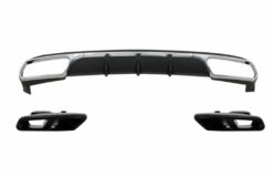 Bakre diffusor med eksospottespisser Svart egnet for Mercedes E-Klasse W212 Facelift (2013-2016) kun Standard støtfanger