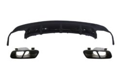 Bakre diffusor med eksospottespisser Svart egnet for Mercedes CLA W117 X117 Shooting Brake (2013-2018) Sport Pack