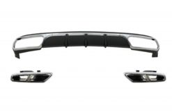 Bakre diffusor med eksospottespisser Krom egnet for Mercedes E-Klasse W212 Facelift (2013-2016) E65 Kun design Standard støtfanger