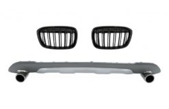 Bakre diffusor med eksospottespisser Eksospakke og sentrale nyregitter Dobbelstripe egnet for BMW X1 SUV F48 (06.2015-2019) M Sport Design