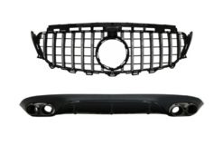 Bakre diffuser med eksosspisser og sentralgitter med 360-kamera egnet for Mercedes E-klasse C238 AMG Sport Line (2016+) E53 GT-R Design