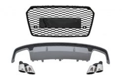 Bakre Valance luftdiffuser med eksospottespisser og frontgitter egnet for AUDI A7 4G Facelift (2015-2017) S7 Design