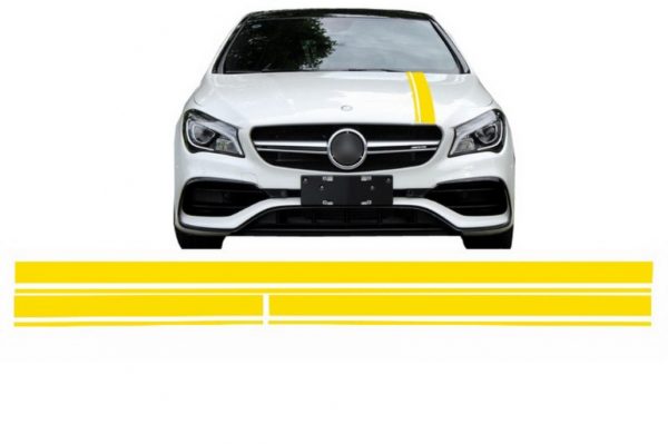 Sett Sticker Matte Yellow Øvre pansertak og bakluke egnet for MERCEDES CLA W117 C117 X117 (2013-2016) A Class W176 (2012-2018) |