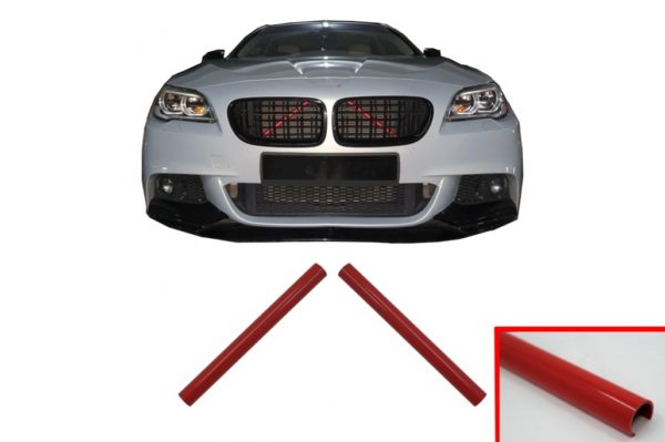 Sett V-Brace Ornaments Grille Stripes Inserts Trim egnet for BMW 1 2 3 4 5 6 7 Series Rød