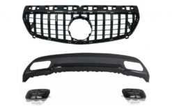 Sport Pack bakre diffuser med eksosspisser Utløp Passer for Mercedes A-klasse W176 (2012-up) med sentralgitter GT-R Panamericana Design All Black