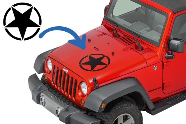 Klistremerke Star Universal egnet for Jeep Wrangler JK lastebil eller andre biler svart