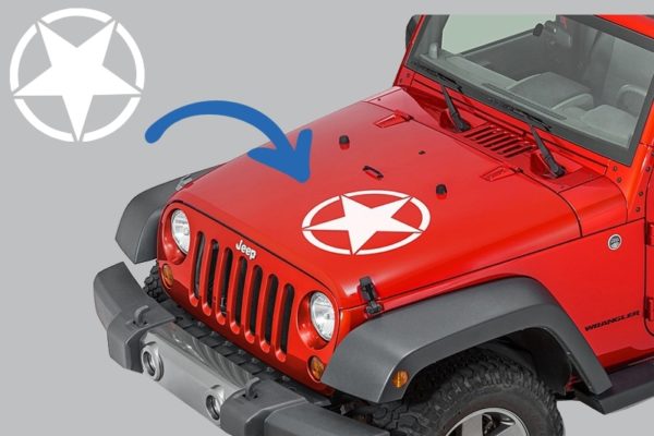 Sticker Star Universal egnet for Jeep Wrangler JK lastebil eller andre biler hvit