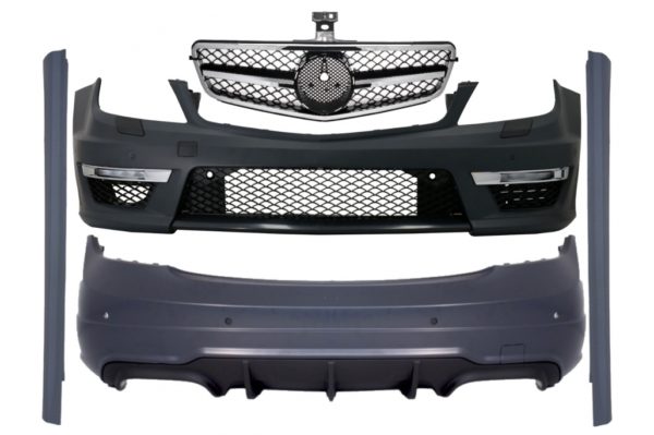 Passer for MERCEDES C-Klasse W204 C204 Facelift C63 Design Body Kit med Front Grill Sport Black Glans & Chrom