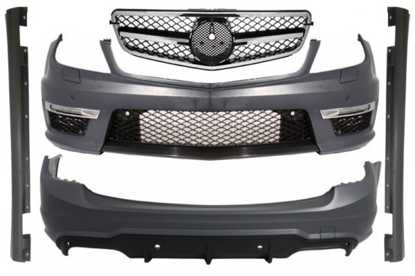 Passer for MERCEDES C-Klasse W204 Facelift Body Kit T-Modell S204 Station Wagon Stationcar med Front Grill Sport Black Glans & Chrome |