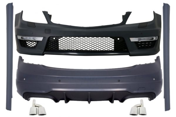 Passer for MERCEDES C-klasse W204 Facelift (2007-2015) C63 Design Body Kit med eksospottespisser |