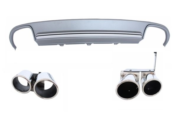 Passer for AUDI A4 B8 Sedan Facelift (2012-up) Bakre støtfangervalance Diffuser & Eksostips S4 Design |