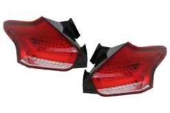 Baklykter egnet for Ford Focus MK 3 Hatchback Facelift (2015-2018) Full LED-BAR med flytende dynamiske sekvensielle svinglys, rød hvit