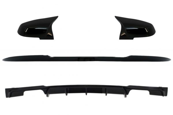 Trunk Boot Lip Spoiler med bakre støtfanger Spoiler Valance Diffuser Dobbel uttak og speildeksler egnet for BMW 3-serie F30 (2011-2019) M4 CSL Performance Design Piano Black |