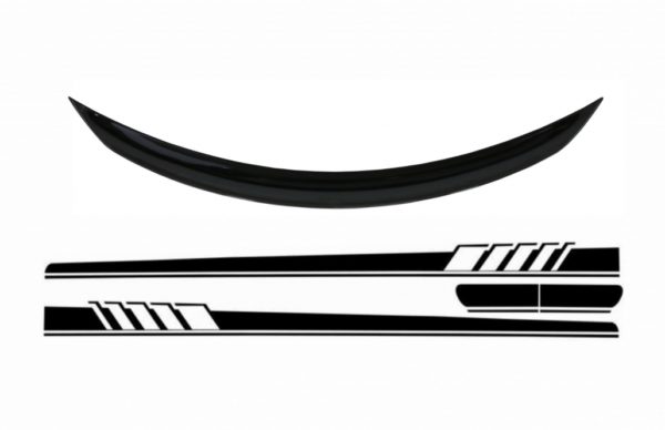 Bagasjeroms spoiler med sideklistremerker Vinyl egnet for Mercedes C-Klasse Coupe C205 (2014-2019) Piano Black