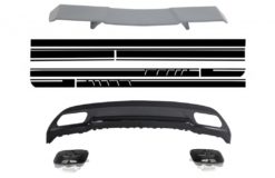 Trunk Spoiler Diffuser Eksosspisser egnet for MERCEDES W176 A-Klasse 2012+ A-Design med Sidedekaler Klistremerke A-Design Edition 1