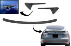 Bagasjeromspoiler med blinklysdeksler Sidemarkører egnet for Tesla Model 3 (2017-up) Real Carbon