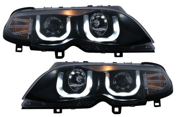 U LED Angel Eyes frontlykter egnet for BMW 3-serie E46 Facelift Limousine Touring (2001-2005) Svart