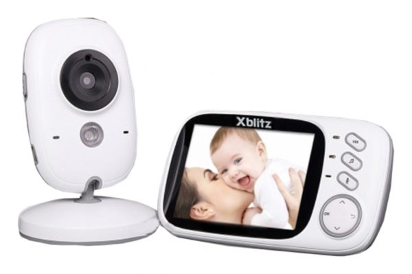 Xblitz Kinder Electronic Nanny Baby Monitor, trådløs, 2,4 GHZ, 3,2 tommers TFT LCD-skjerm, nattsyn, toveis kommunikasjon, hvit