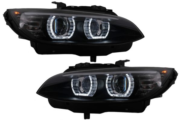 Xenon-frontlykter 3D LED Angel Eyes egnet for BMW 3-serie E92 E93 (2006-2010) U-Type Black