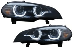 Xenon Frontlykter Angel Eyes 3D LED DRL egnet for BMW X5 E70 (2007-2010) Svart AFS