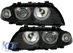 Alternative view of Frontlykter egnet for BMW 3-serie E46 Limousine Touring (05.1998-08.2001) Angel Eyes Black